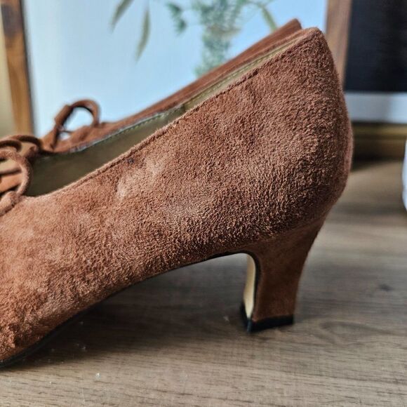 VINTAGE NEW OLD STOCK COSMOPOLITAN BROWN GENUINE LEATHER HEELS SHOES SIZE 8.5 - Picture 8 of 16